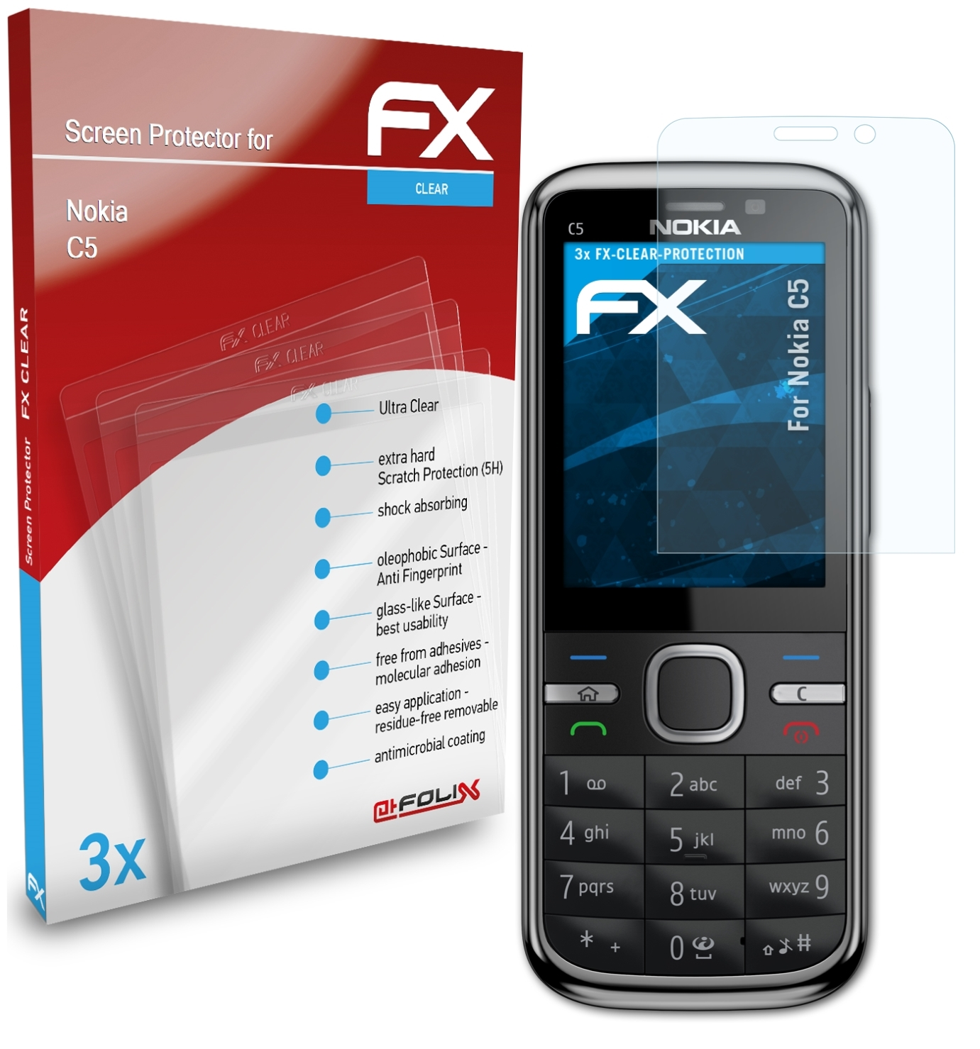 FX-Clear C5) Displayschutz(für ATFOLIX Nokia 3x