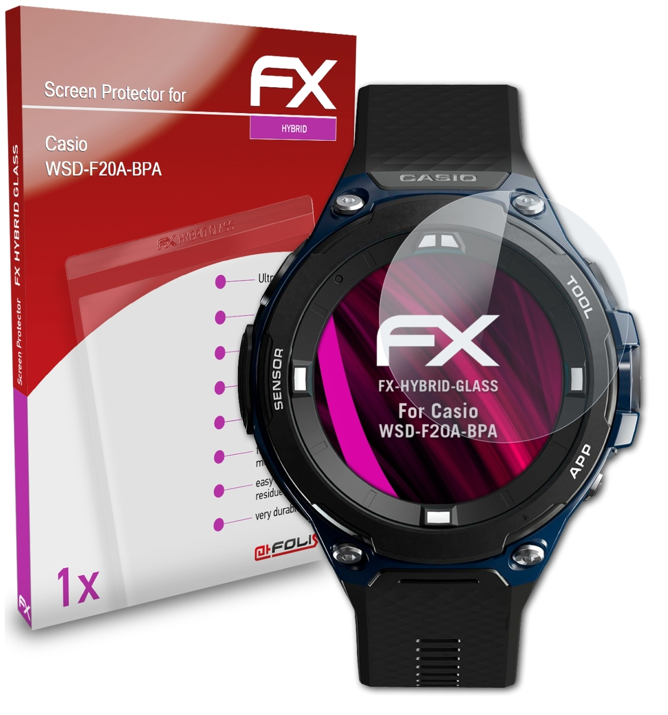 ATFOLIX FX-Hybrid-Glass Casio WSD-F20A-BPA) Schutzglas(für