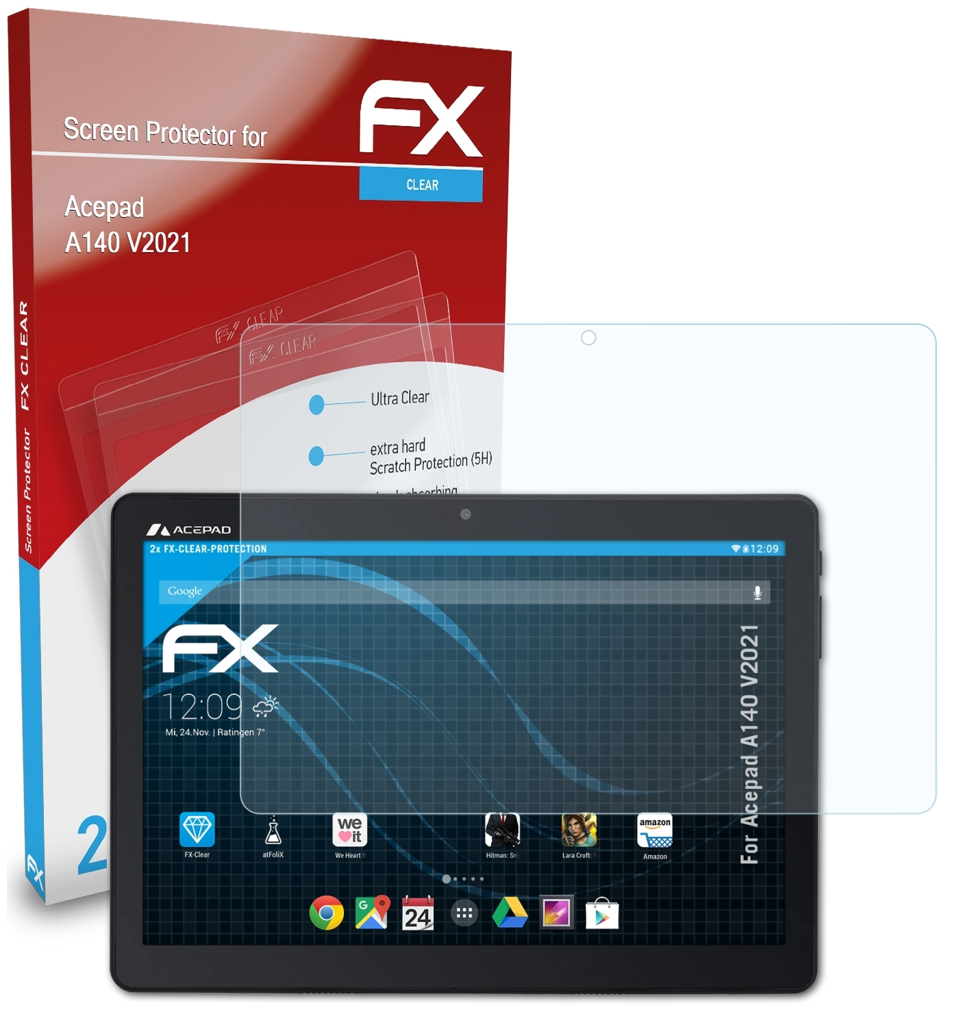 ATFOLIX 2x FX-Clear Displayschutz(für (V2021)) Acepad A140