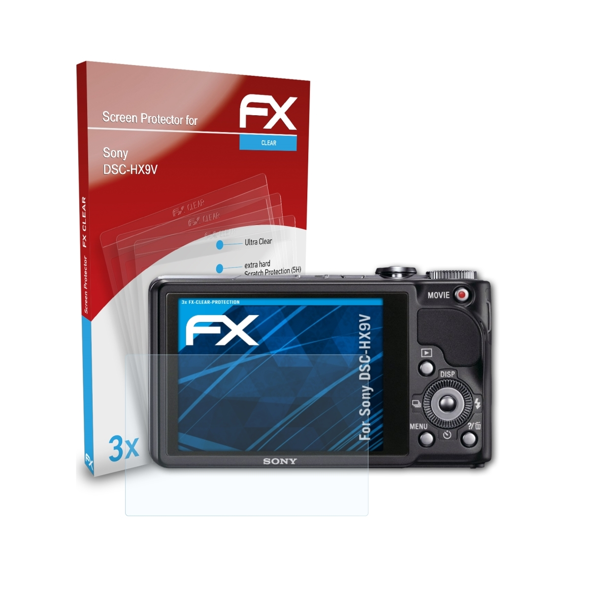 DSC-HX9V) Displayschutz(für Sony ATFOLIX 3x FX-Clear