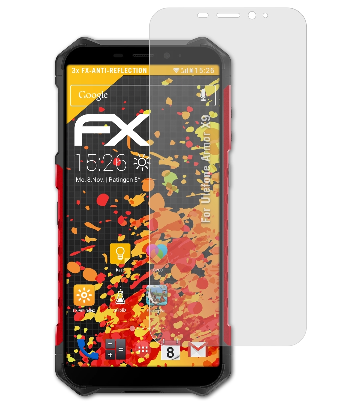 ATFOLIX 3x FX-Antireflex Ulefone X9) Armor Displayschutz(für