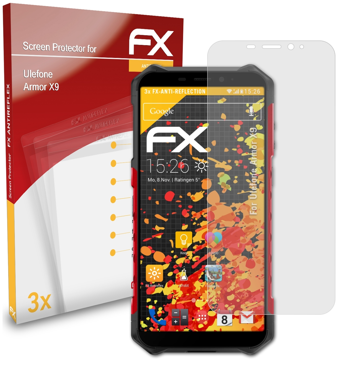 Armor FX-Antireflex Ulefone Displayschutz(für X9) ATFOLIX 3x