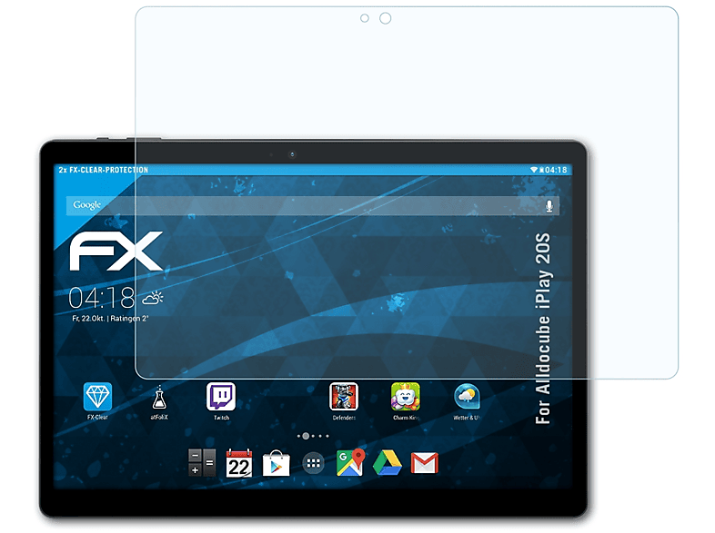 ATFOLIX 2x Alldocube iPlay Displayschutz(für FX-Clear 20S)