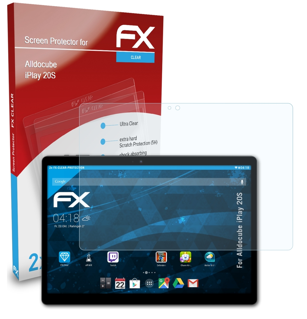 ATFOLIX 2x FX-Clear Displayschutz(für 20S) iPlay Alldocube