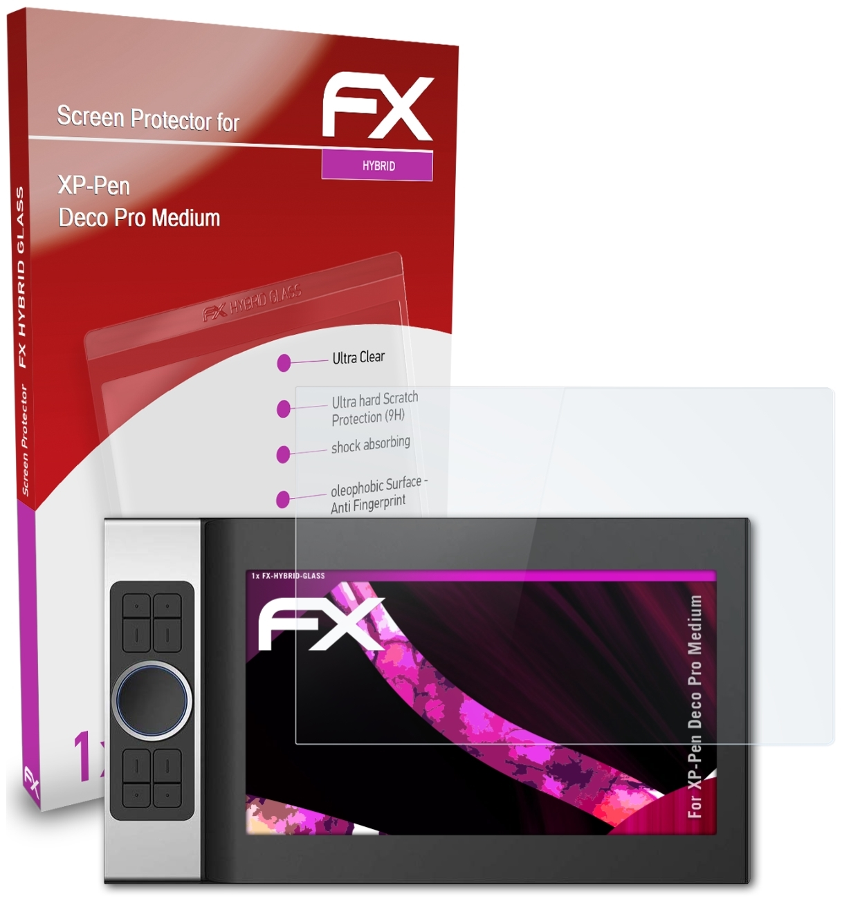 ATFOLIX FX-Hybrid-Glass Schutzglas(für Deco XP-PEN Pro (Medium))