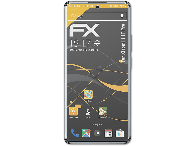 ATFOLIX 3x FX-Antireflex Displayschutz(für Xiaomi 11T Pro)