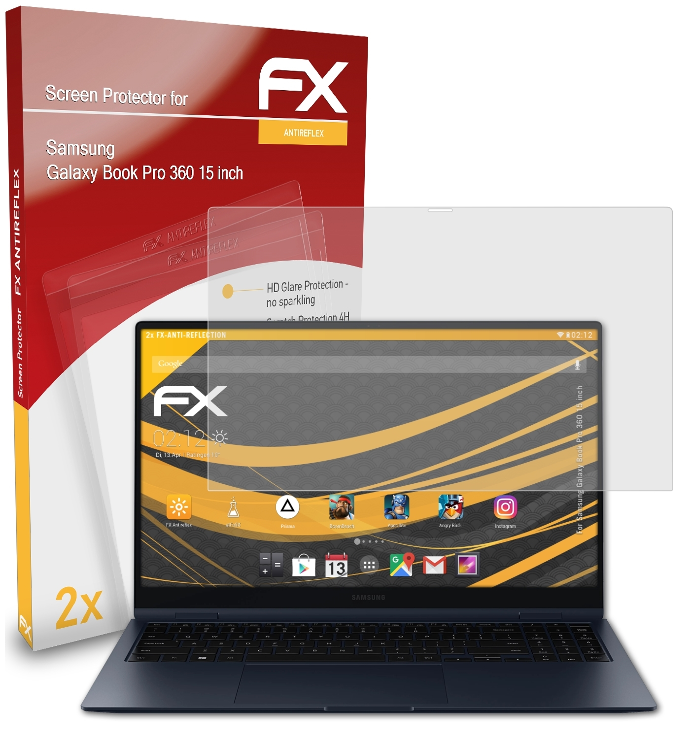 360 ATFOLIX Book Samsung Galaxy Pro Displayschutz(für (15 FX-Antireflex inch)) 2x