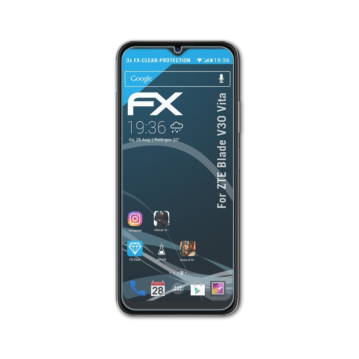 V30 3x FX-Clear Displayschutz(für Blade ZTE Vita) ATFOLIX