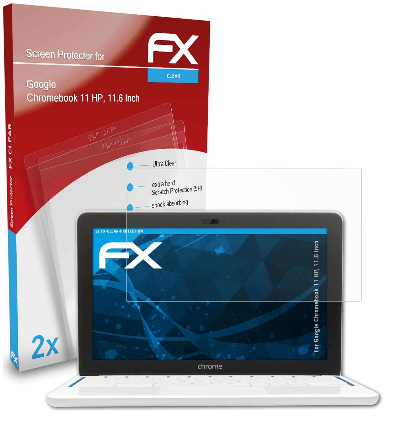 11.6 (HP, ATFOLIX 2x Inch)) FX-Clear Google Chromebook 11 Displayschutz(für