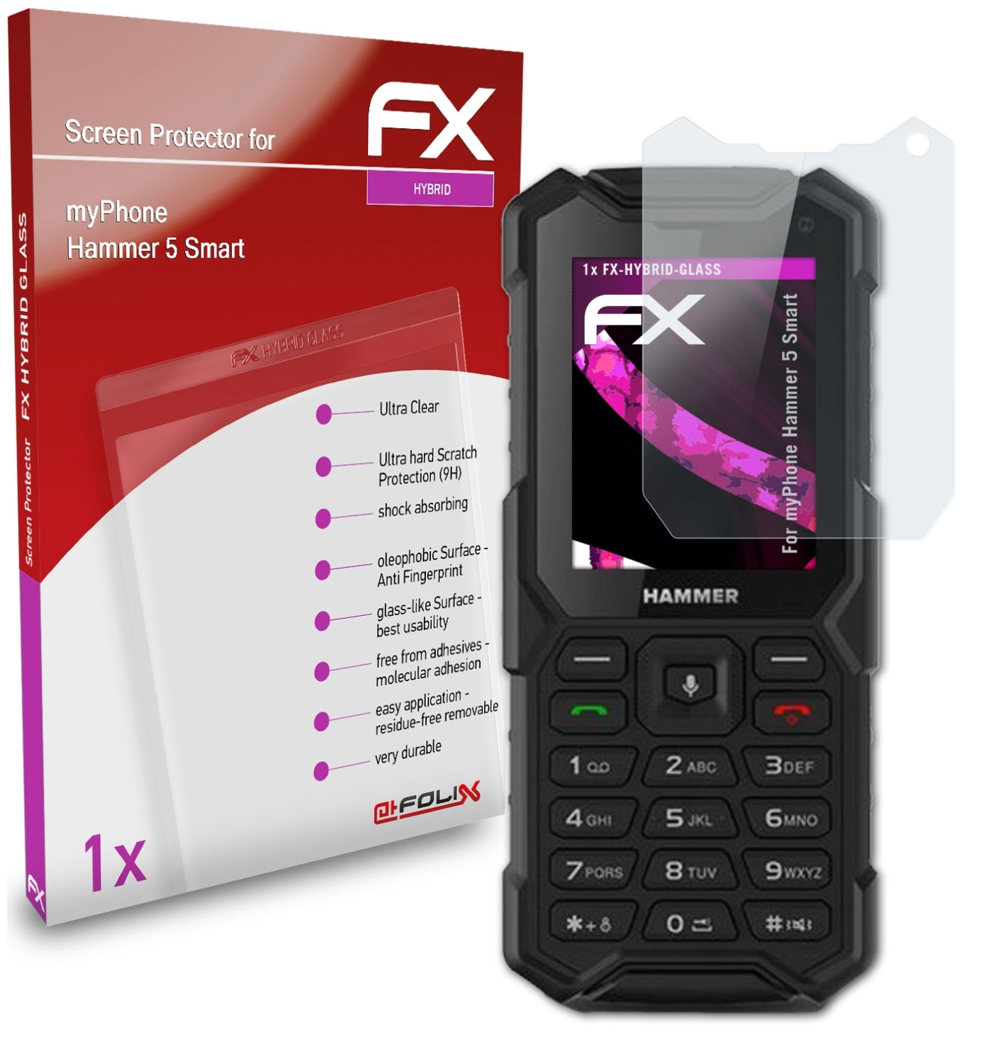 ATFOLIX FX-Hybrid-Glass 5 Schutzglas(für myPhone Hammer Smart)