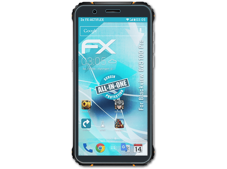 ATFOLIX 3x FX-ActiFleX Displayschutz(für Blackview BV5100 Pro)