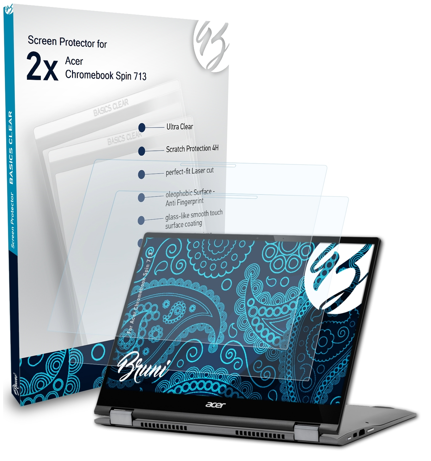 Basics-Clear Schutzfolie(für BRUNI 2x Acer Spin 713) Chromebook