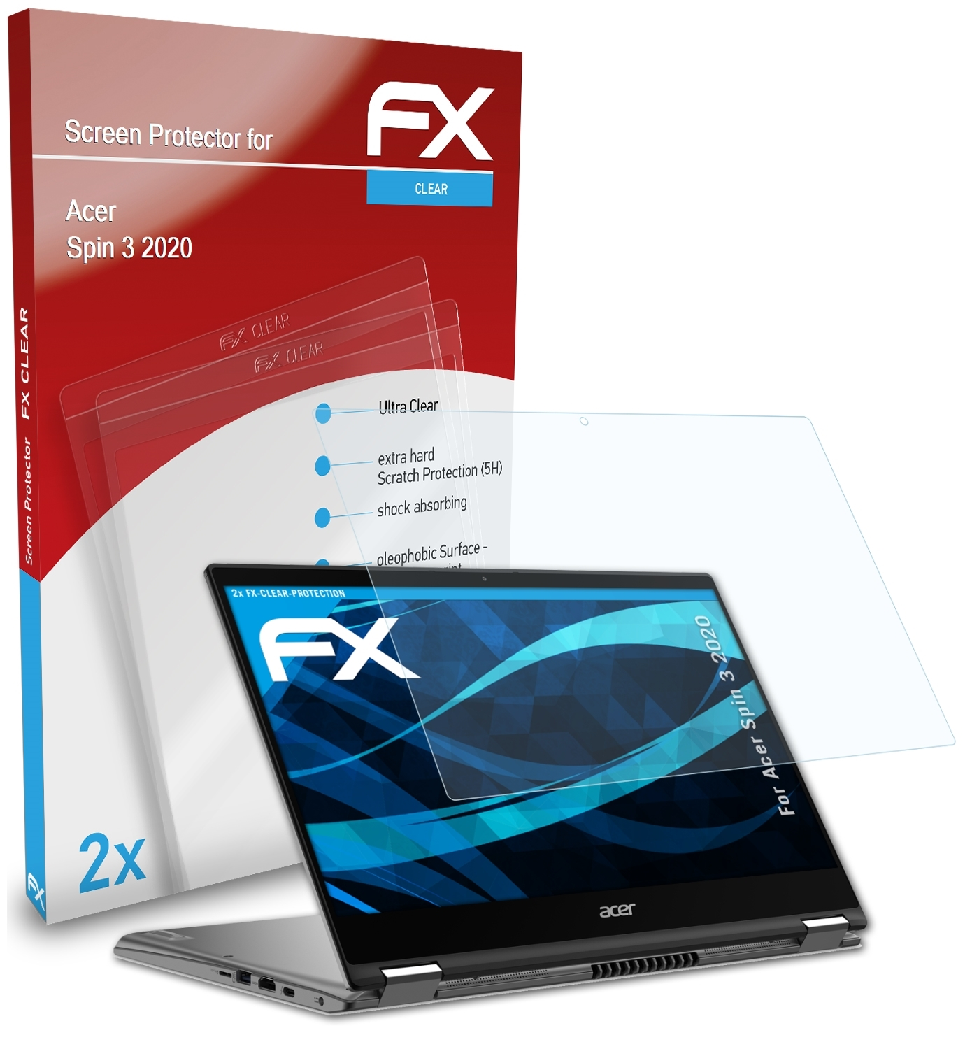 ATFOLIX 2x FX-Clear Displayschutz(für 3 Acer Spin (2020))
