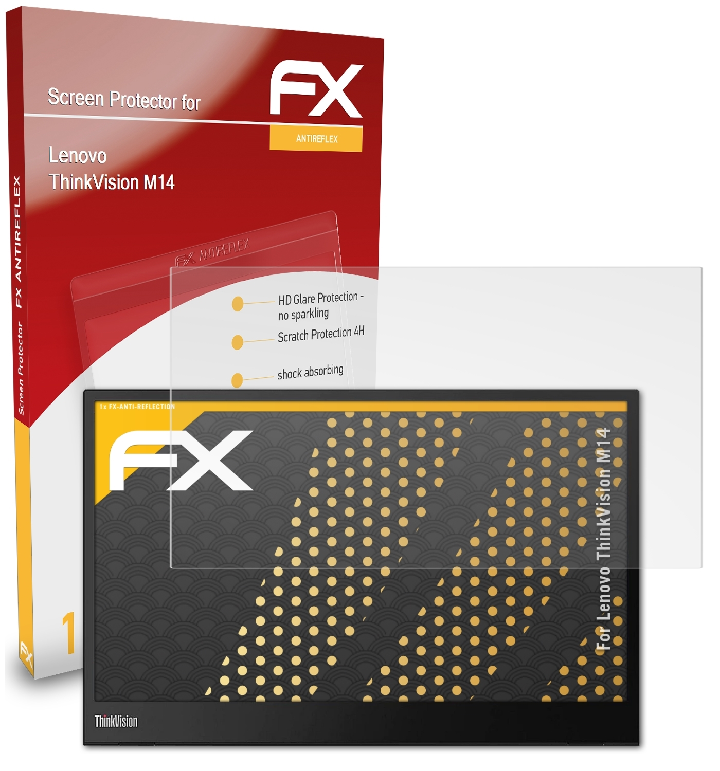 ATFOLIX FX-Antireflex Displayschutz(für Lenovo ThinkVision M14)