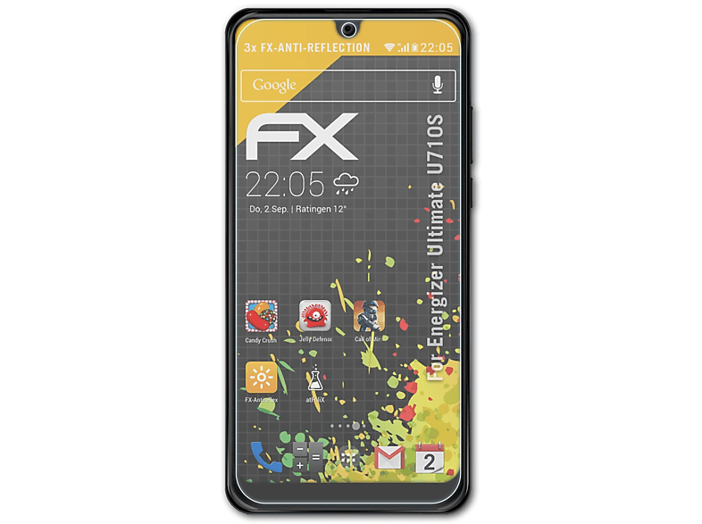 ATFOLIX 3x FX-Antireflex Displayschutz(für Energizer Ultimate U710S)