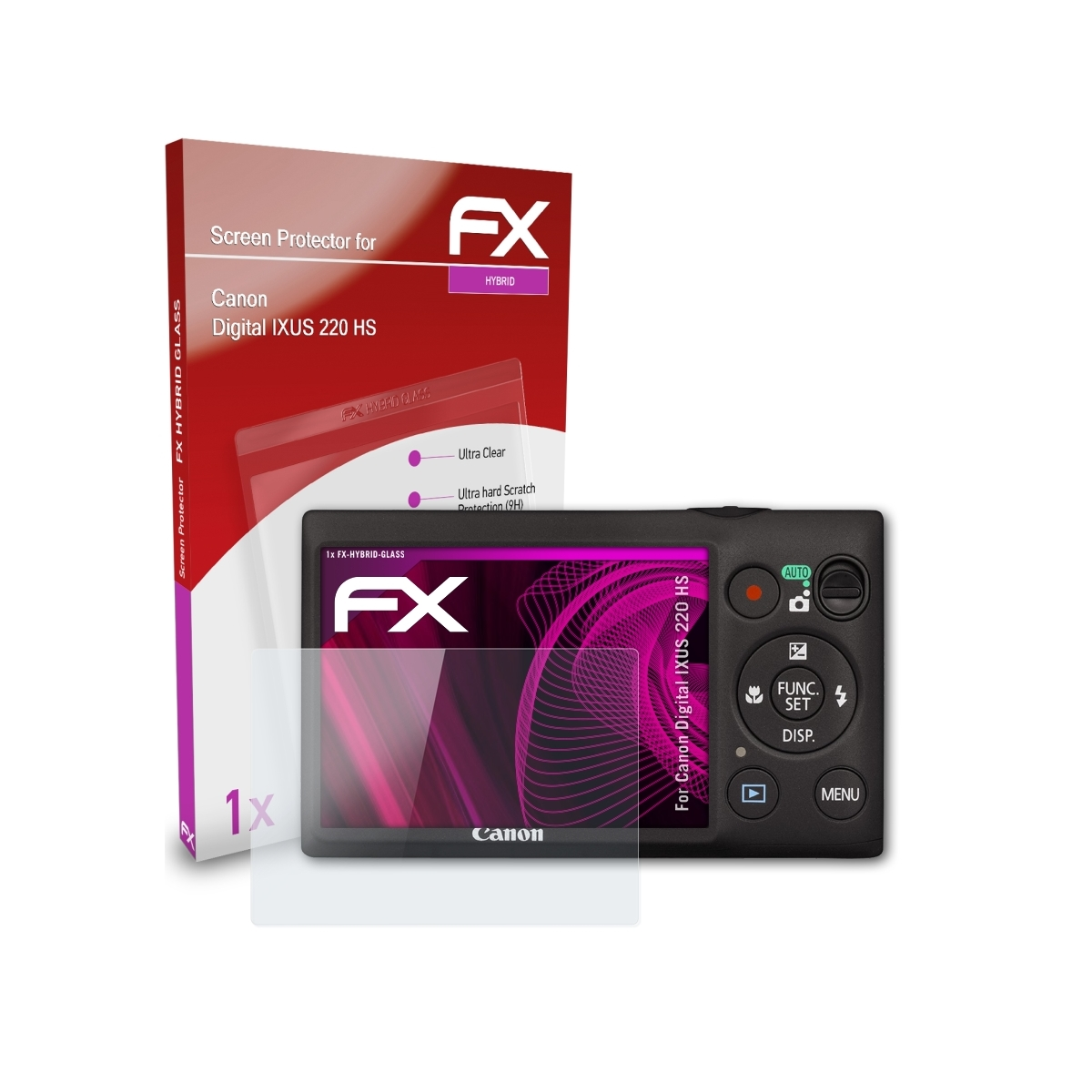 Canon FX-Hybrid-Glass Schutzglas(für HS) ATFOLIX Digital 220 IXUS