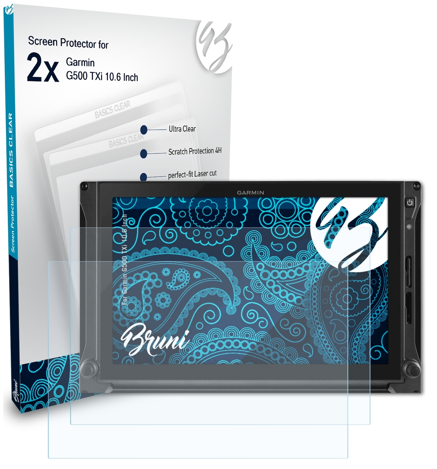 Schutzfolie(für BRUNI Garmin 2x Basics-Clear G500 TXi (10.6 Inch))