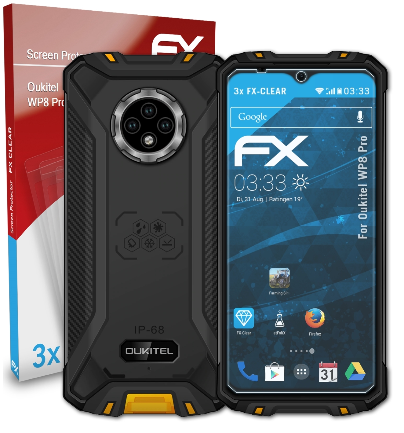 ATFOLIX 3x FX-Clear Displayschutz(für Oukitel WP8 Pro)
