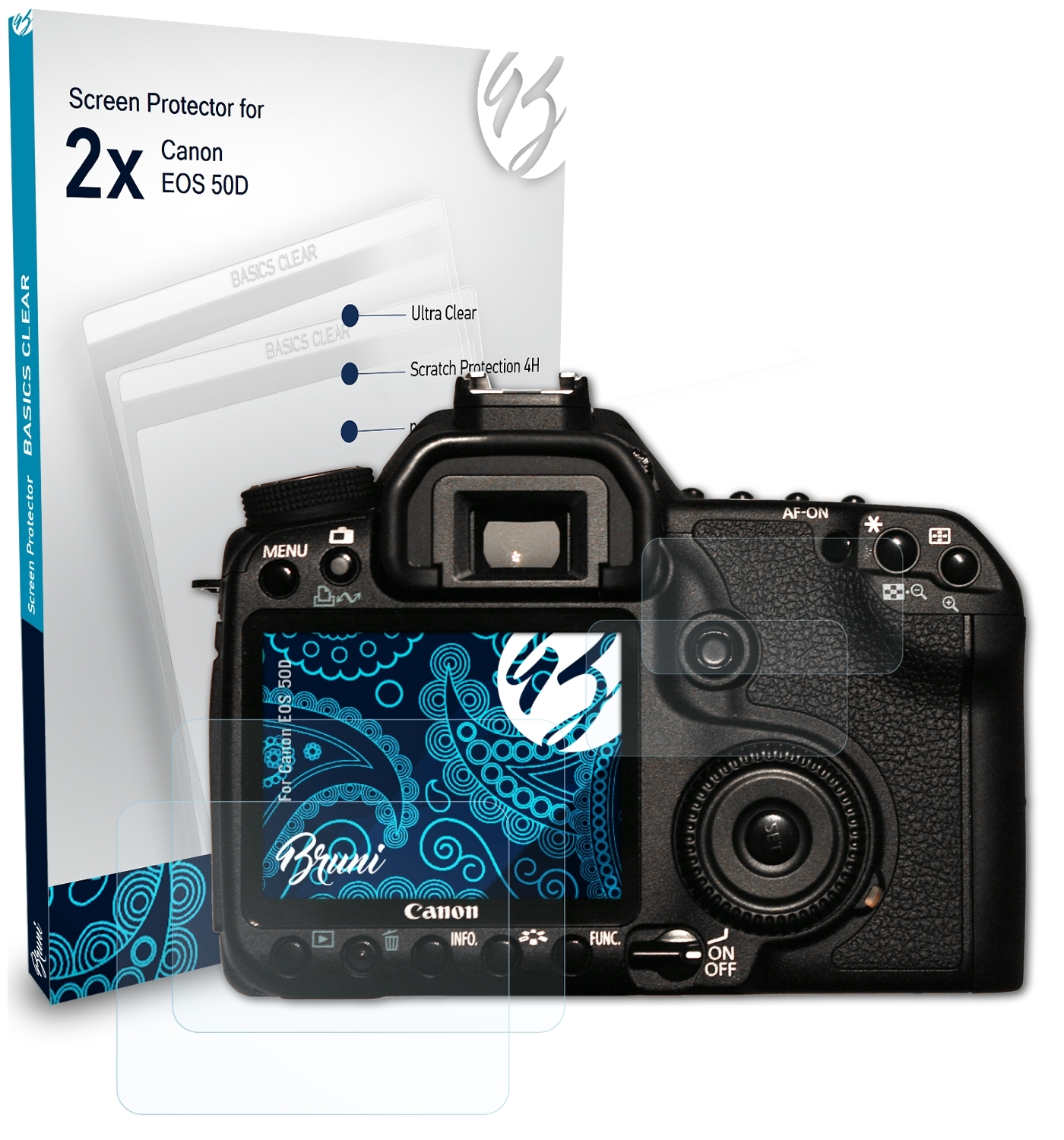 50D) 2x BRUNI EOS Basics-Clear Canon Schutzfolie(für