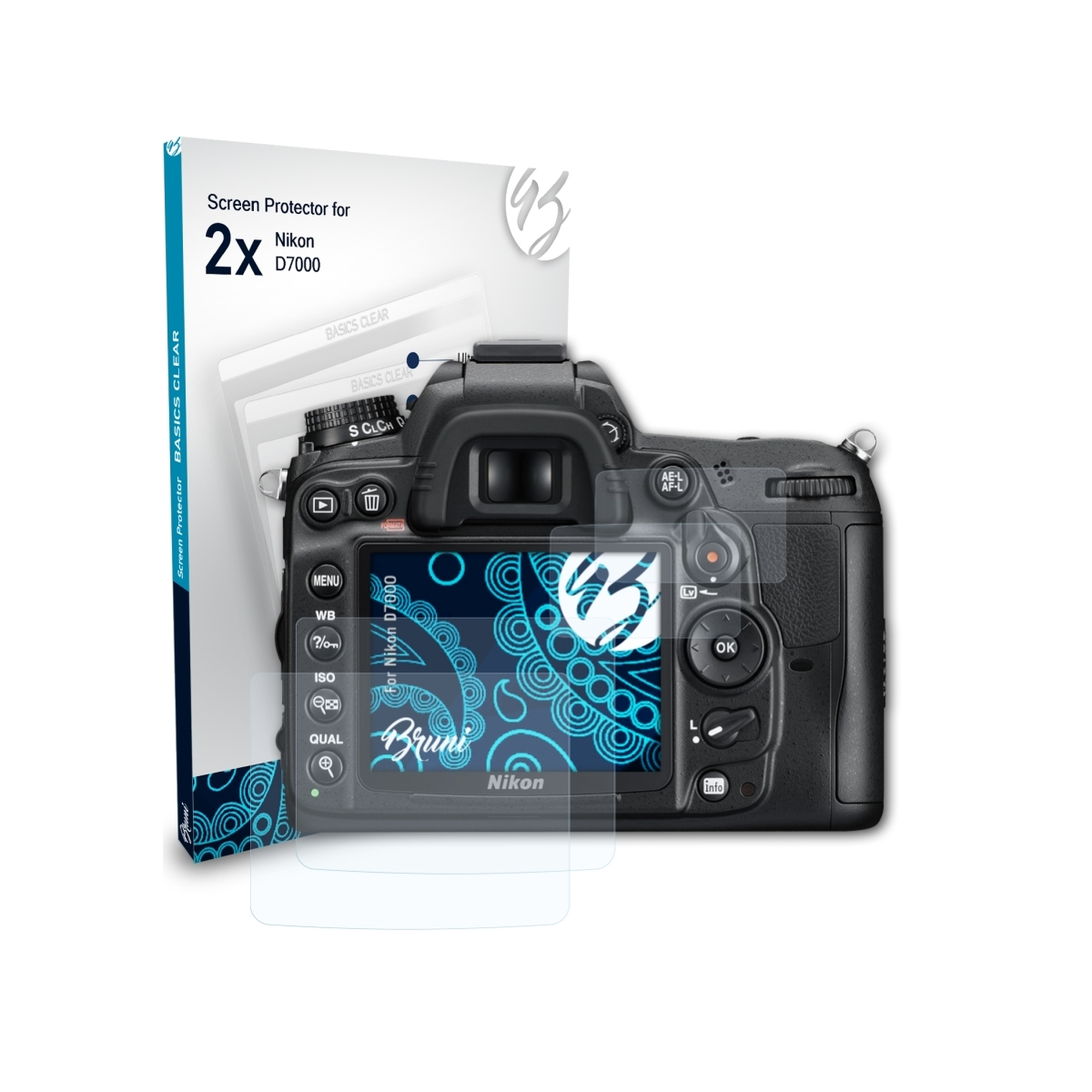 BRUNI 2x Basics-Clear Schutzfolie(für D7000) Nikon