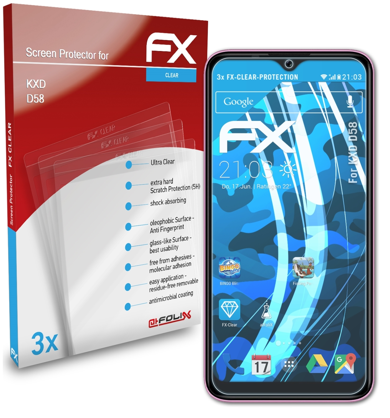KXD ATFOLIX 3x Displayschutz(für FX-Clear D58)