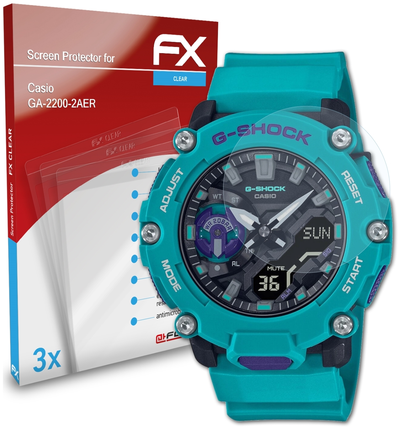 ATFOLIX 3x FX-Clear Displayschutz(für Casio GA-2200-2AER)