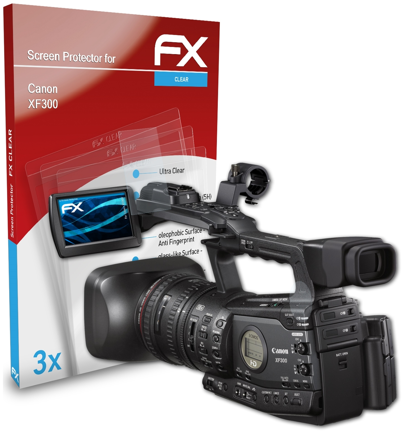 ATFOLIX 3x FX-Clear Canon XF300) Displayschutz(für