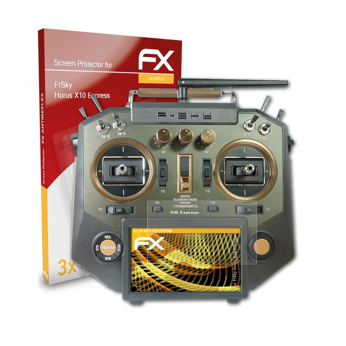 ATFOLIX 3x FX-Antireflex Displayschutz(für FrSky X10 Express) Horus