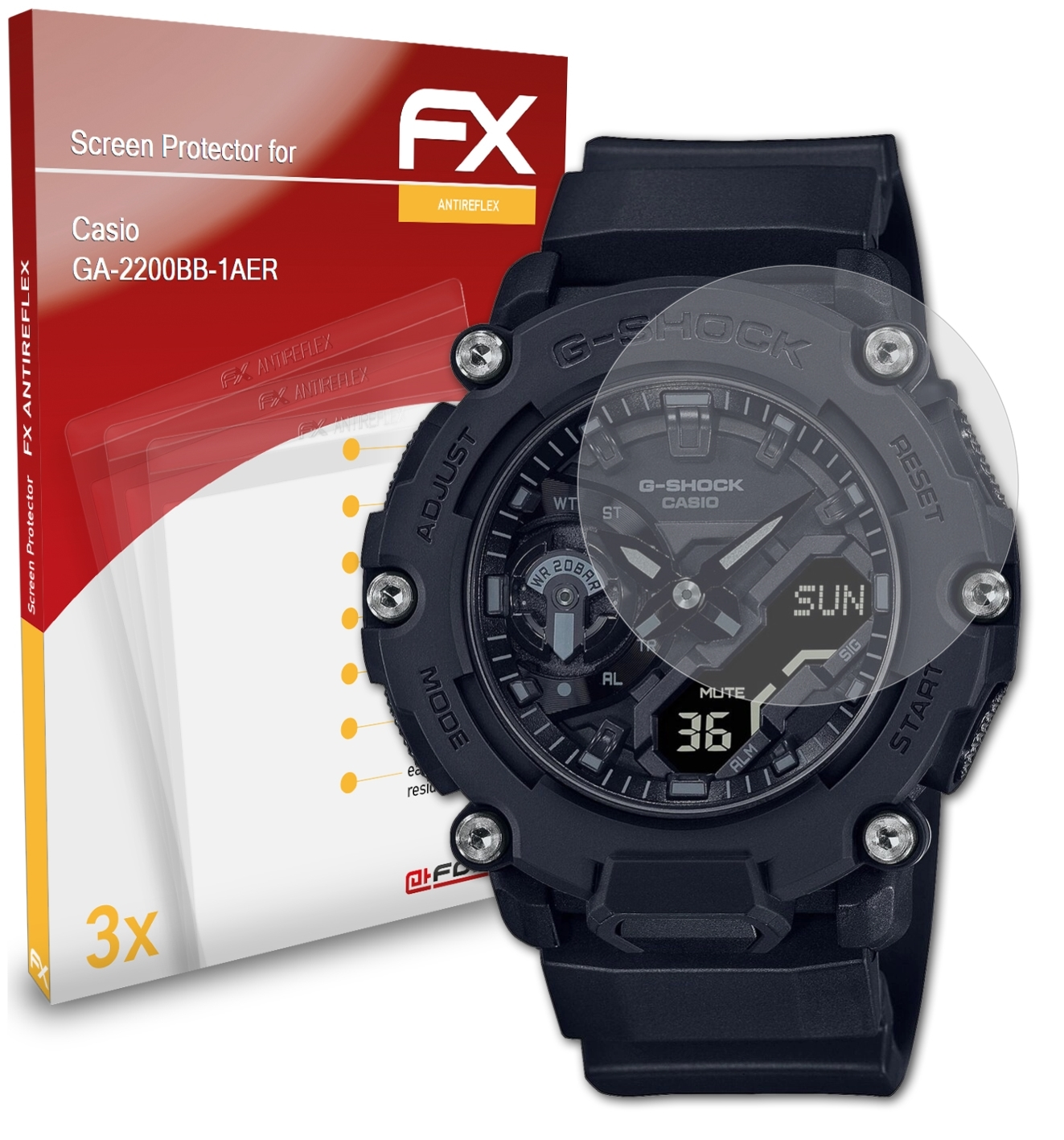 ATFOLIX 3x FX-Antireflex Casio GA-2200BB-1AER) Displayschutz(für