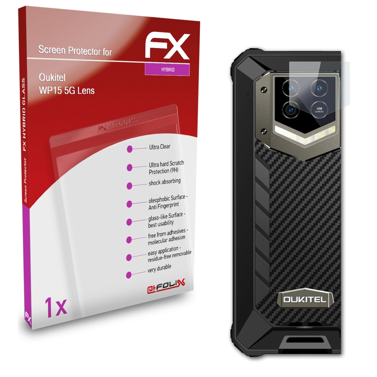 ATFOLIX FX-Hybrid-Glass Lens) Schutzglas(für 5G WP15 Oukitel