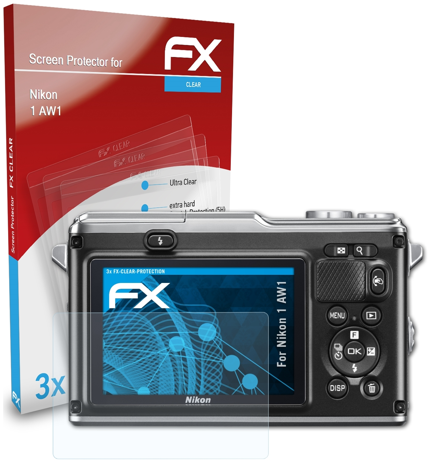 ATFOLIX 3x FX-Clear Displayschutz(für Nikon AW1) 1