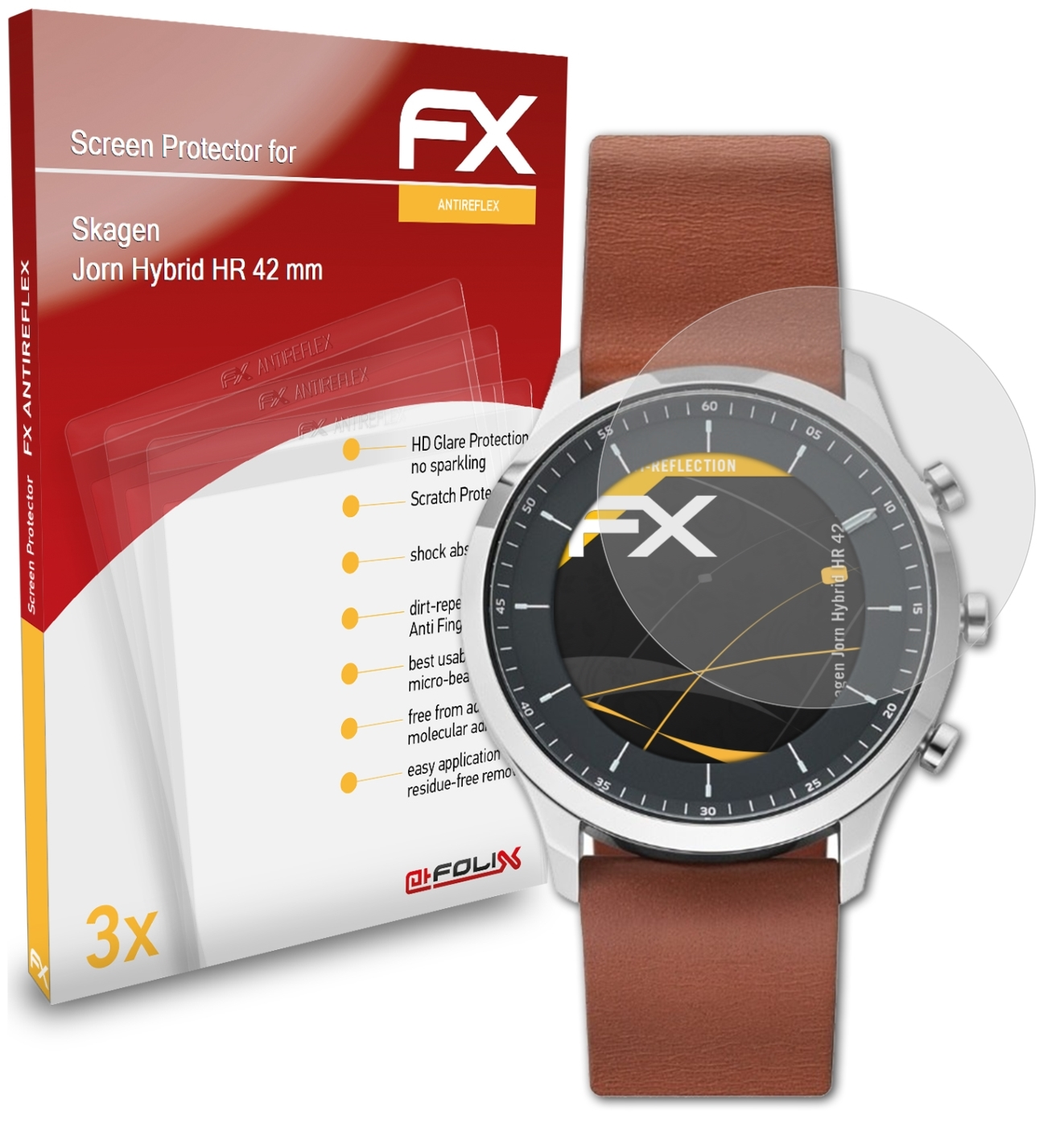 ATFOLIX 3x mm)) Skagen HR FX-Antireflex Hybrid (42 Jorn Displayschutz(für
