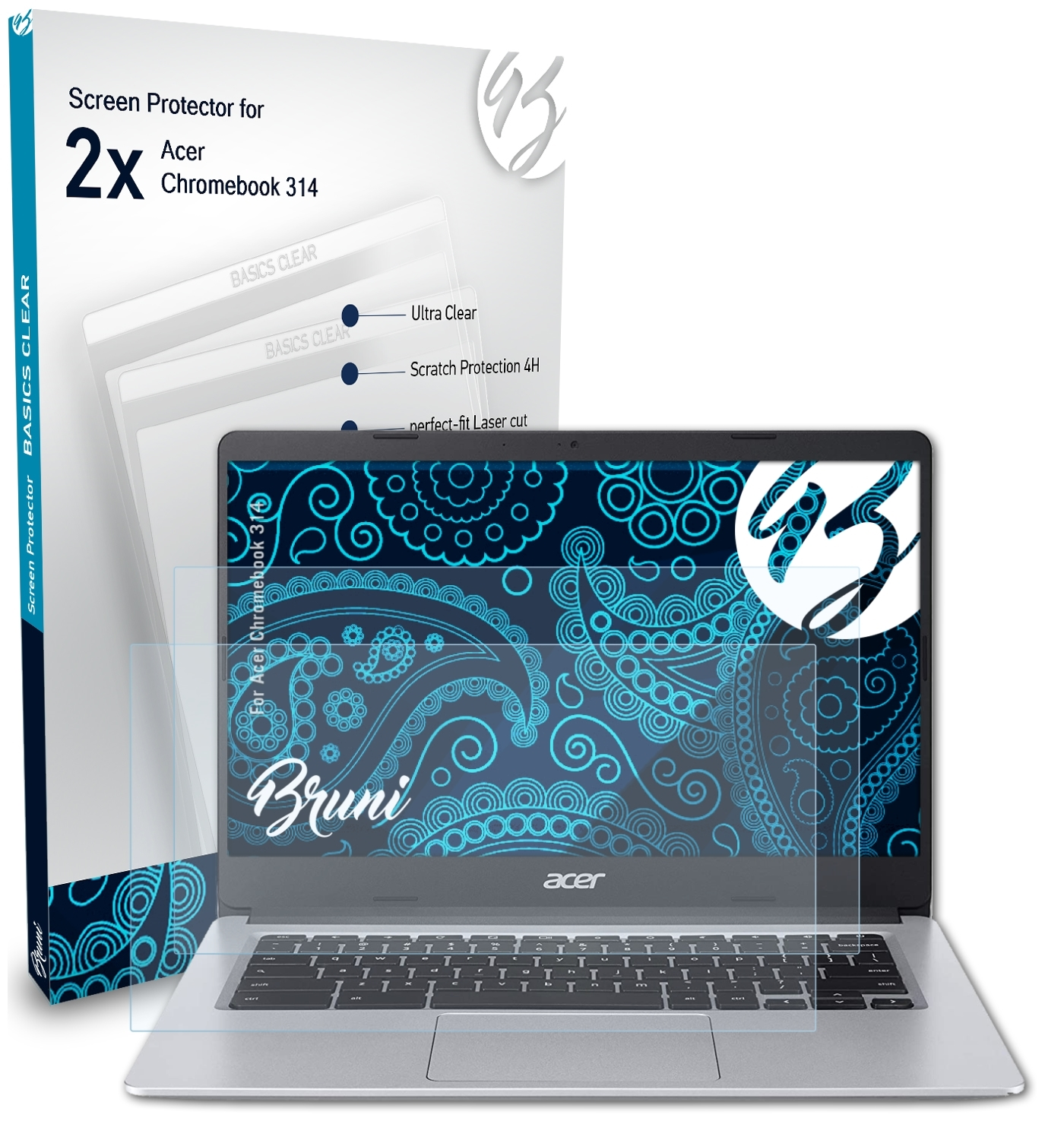 BRUNI 2x Basics-Clear Schutzfolie(für Acer 314) Chromebook