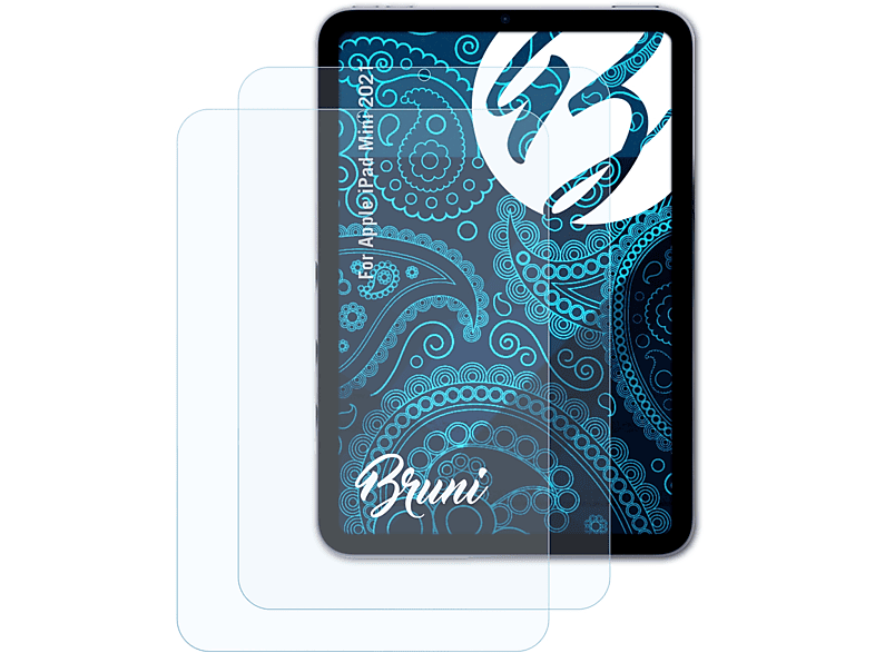 BRUNI 2x Basics-Clear Schutzfolie(für Apple iPad Mini (2021)) | Tabletschutzfolien
