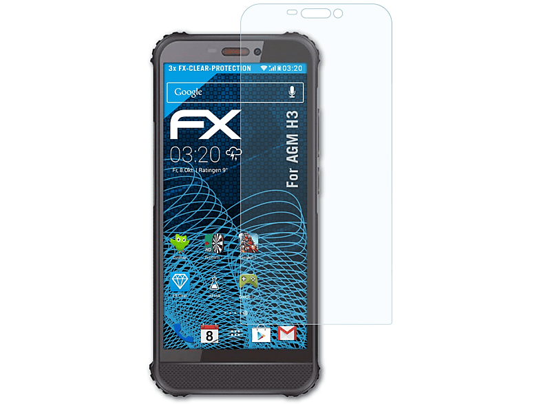 ATFOLIX 3x FX-Clear Displayschutz(für AGM H3)