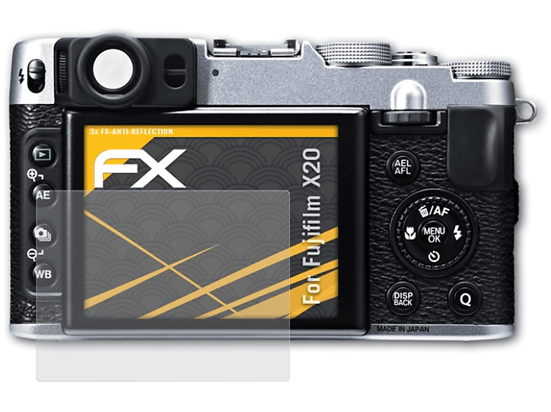 ATFOLIX 3x FX-Antireflex Displayschutz(für Fujifilm X20) | Kamera Schutzfolie