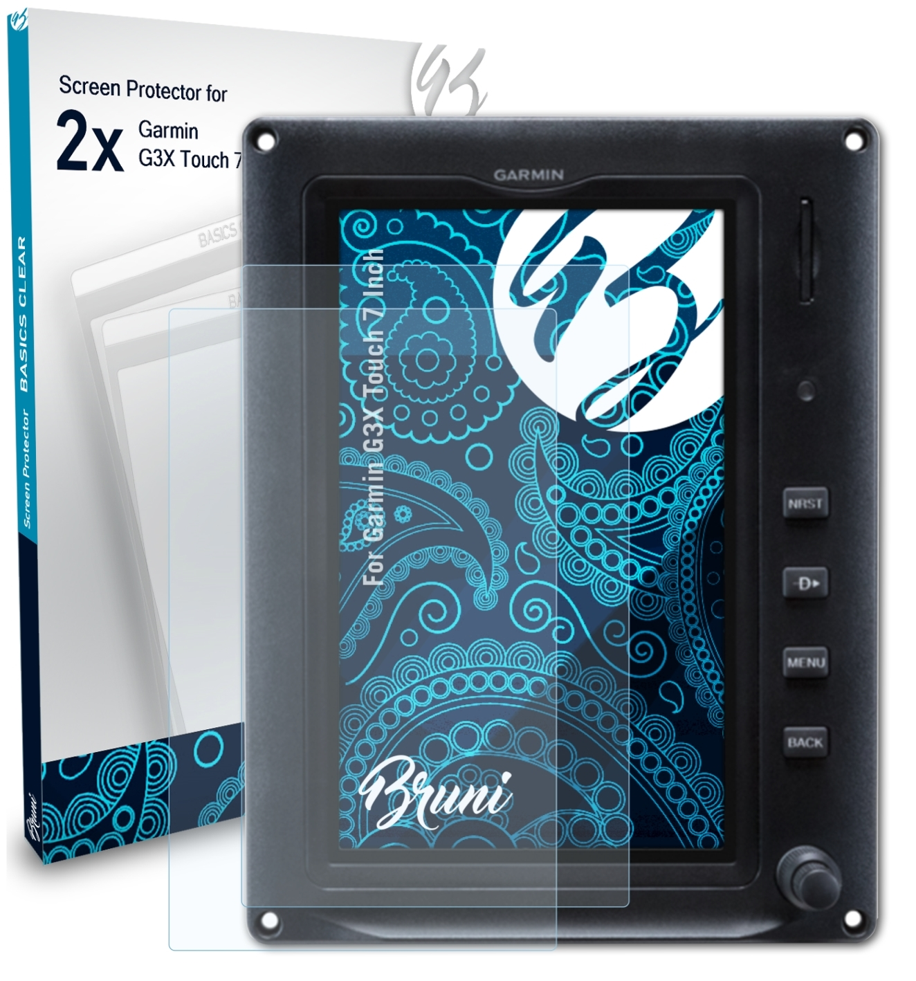 BRUNI 2x Inch)) Basics-Clear G3X Schutzfolie(für Touch (7 Garmin