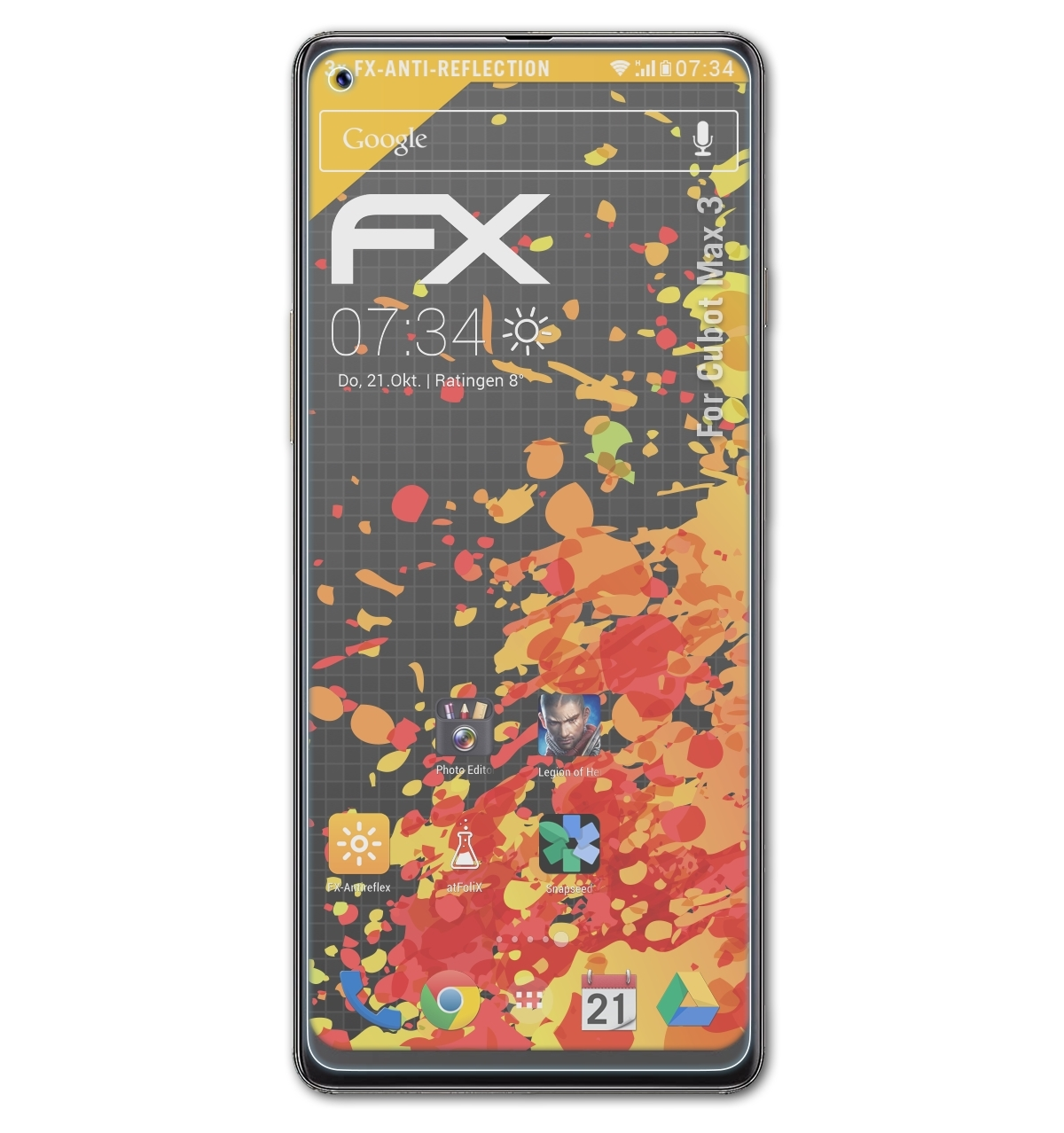 Cubot FX-Antireflex ATFOLIX Max 3x 3) Displayschutz(für