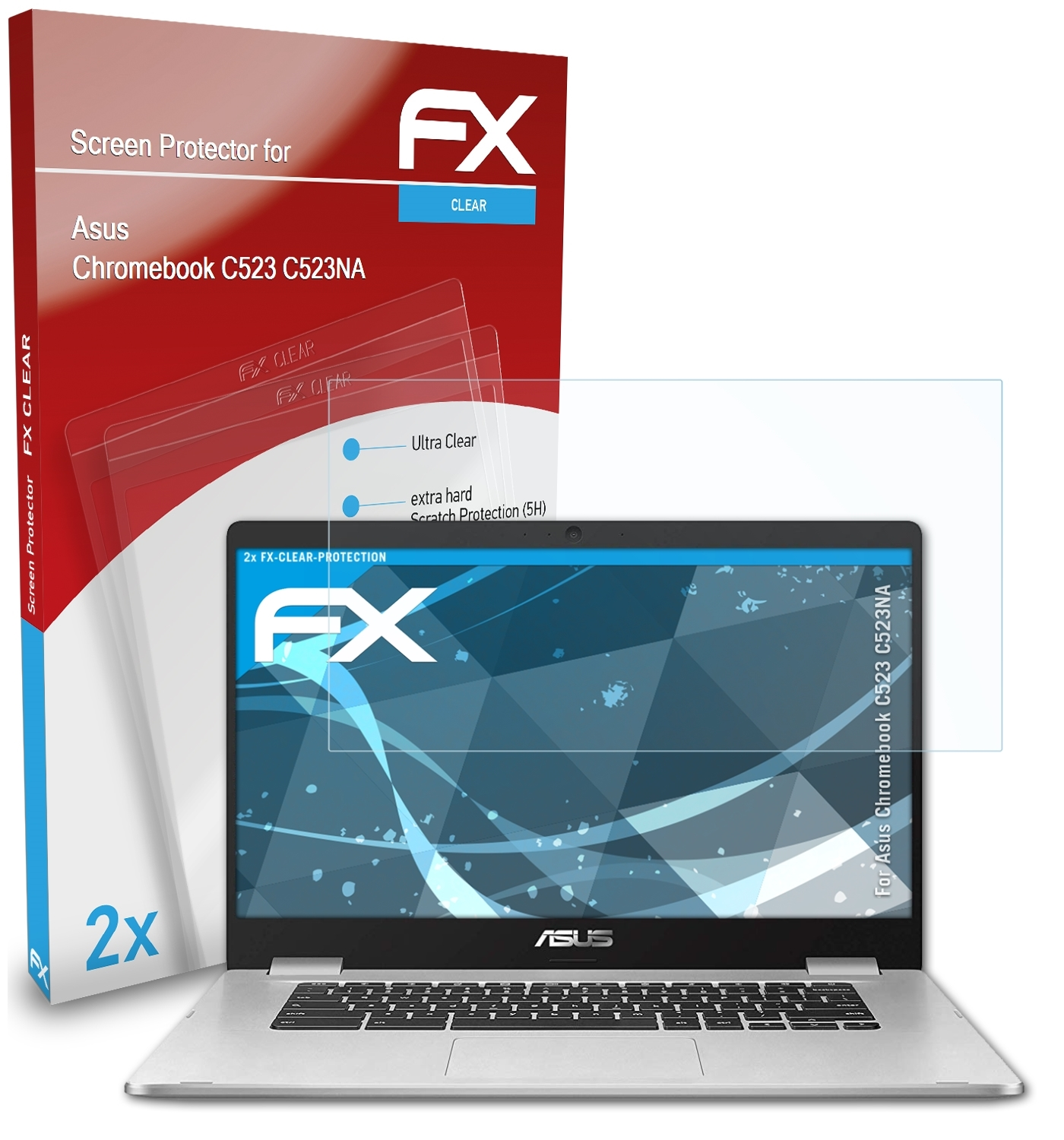 (C523NA)) FX-Clear ATFOLIX Asus 2x Chromebook Displayschutz(für C523