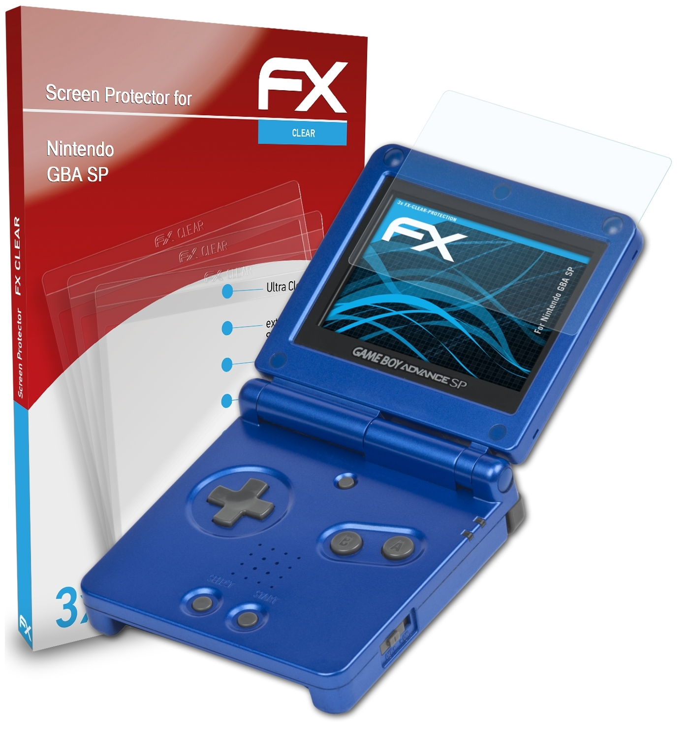 3x SP) ATFOLIX FX-Clear Nintendo Displayschutz(für GBA