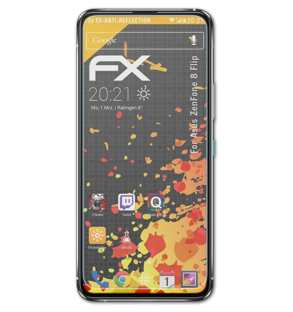 ATFOLIX 3x ZenFone 8 Flip) FX-Antireflex Displayschutz(für Asus