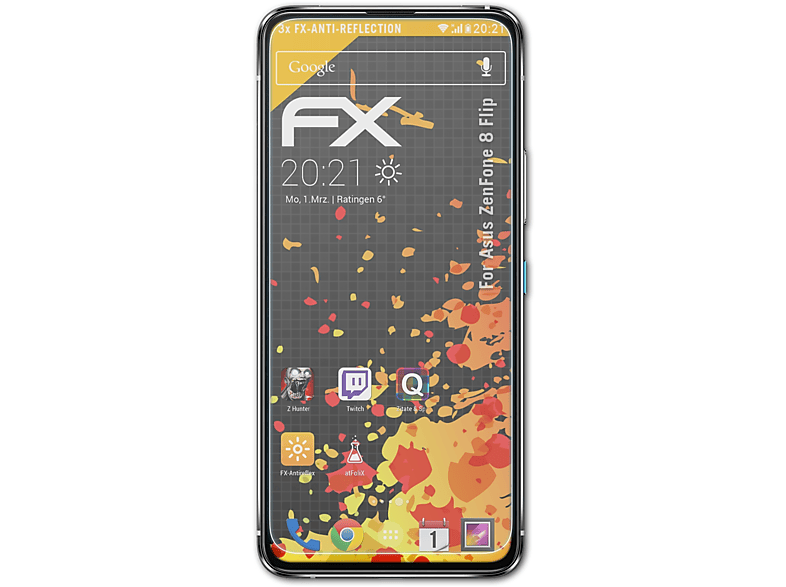 ATFOLIX 3x FX-Antireflex Displayschutz(für Asus ZenFone 8 Flip)