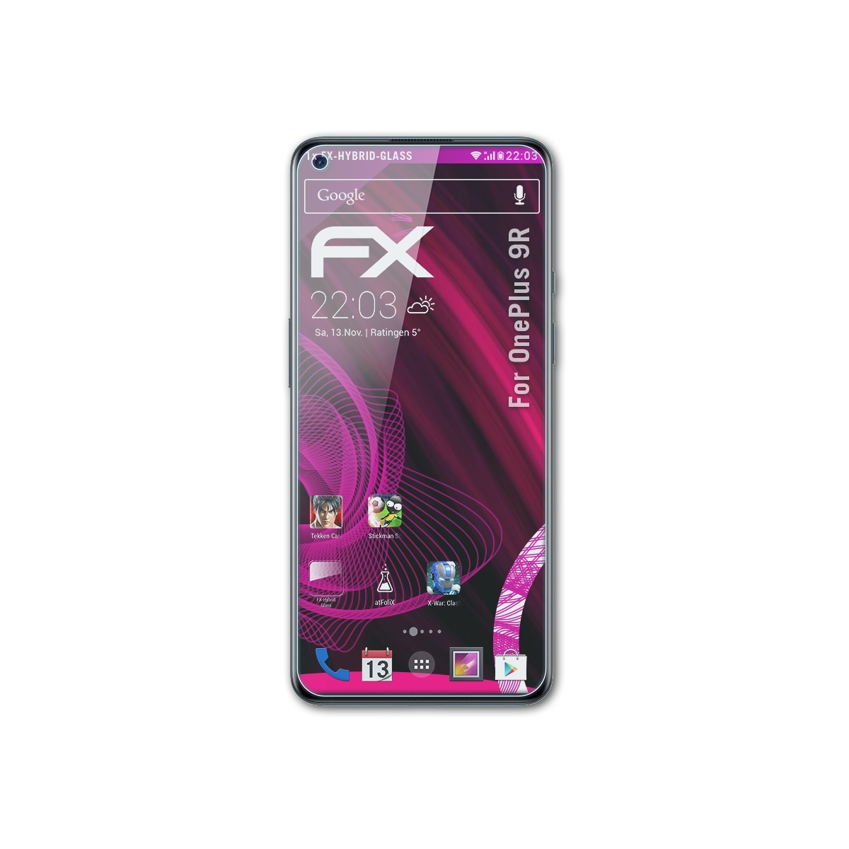 ATFOLIX FX-Hybrid-Glass Schutzglas(für OnePlus 9R)