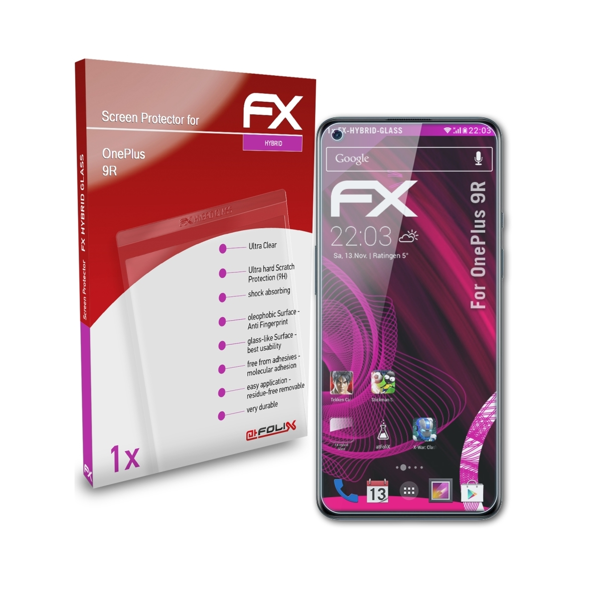 FX-Hybrid-Glass ATFOLIX Schutzglas(für 9R) OnePlus