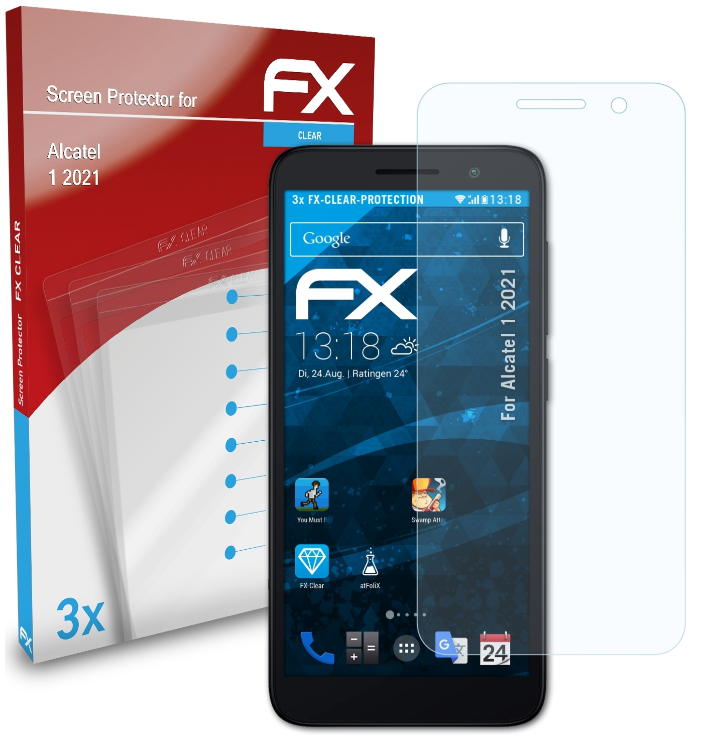 ATFOLIX 3x FX-Clear Displayschutz(für 1 (2021)) Alcatel