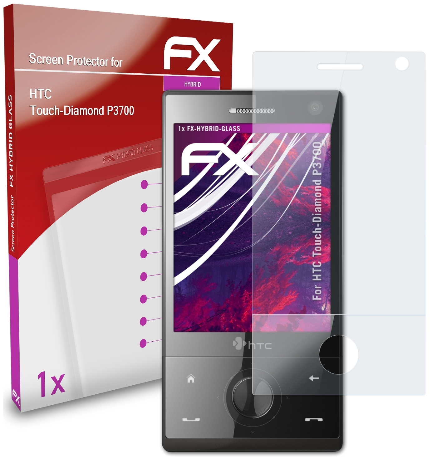 Schutzglas(für HTC FX-Hybrid-Glass P3700) ATFOLIX Touch-Diamond