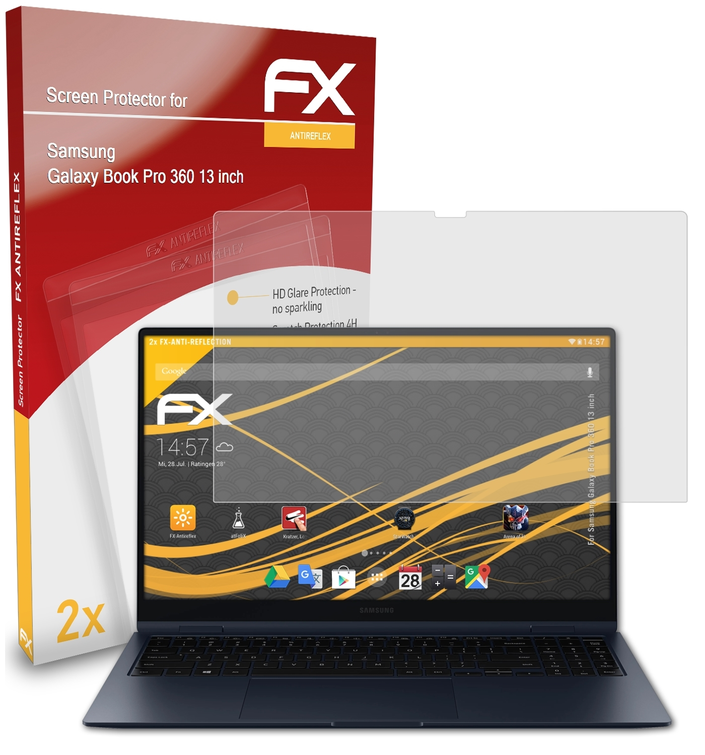 2x Galaxy inch)) Book (13 Displayschutz(für Pro 360 ATFOLIX FX-Antireflex Samsung