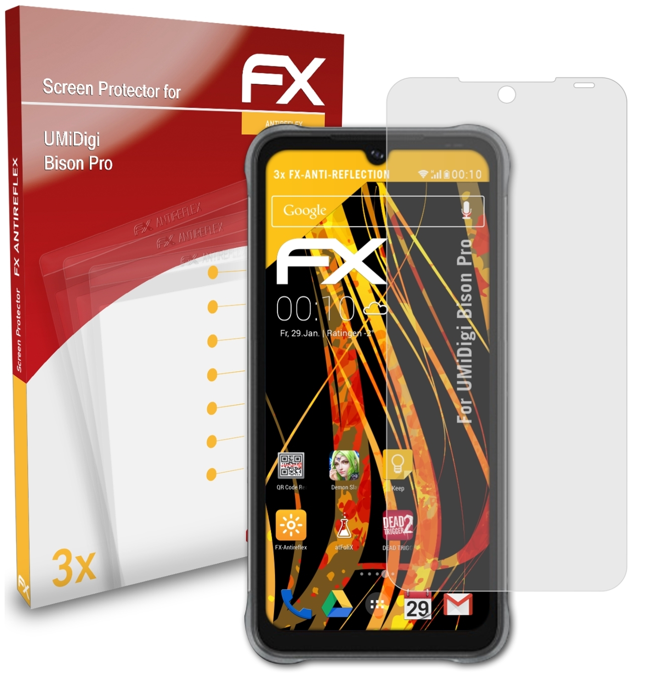 ATFOLIX 3x FX-Antireflex Displayschutz(für Pro) Bison UMiDigi