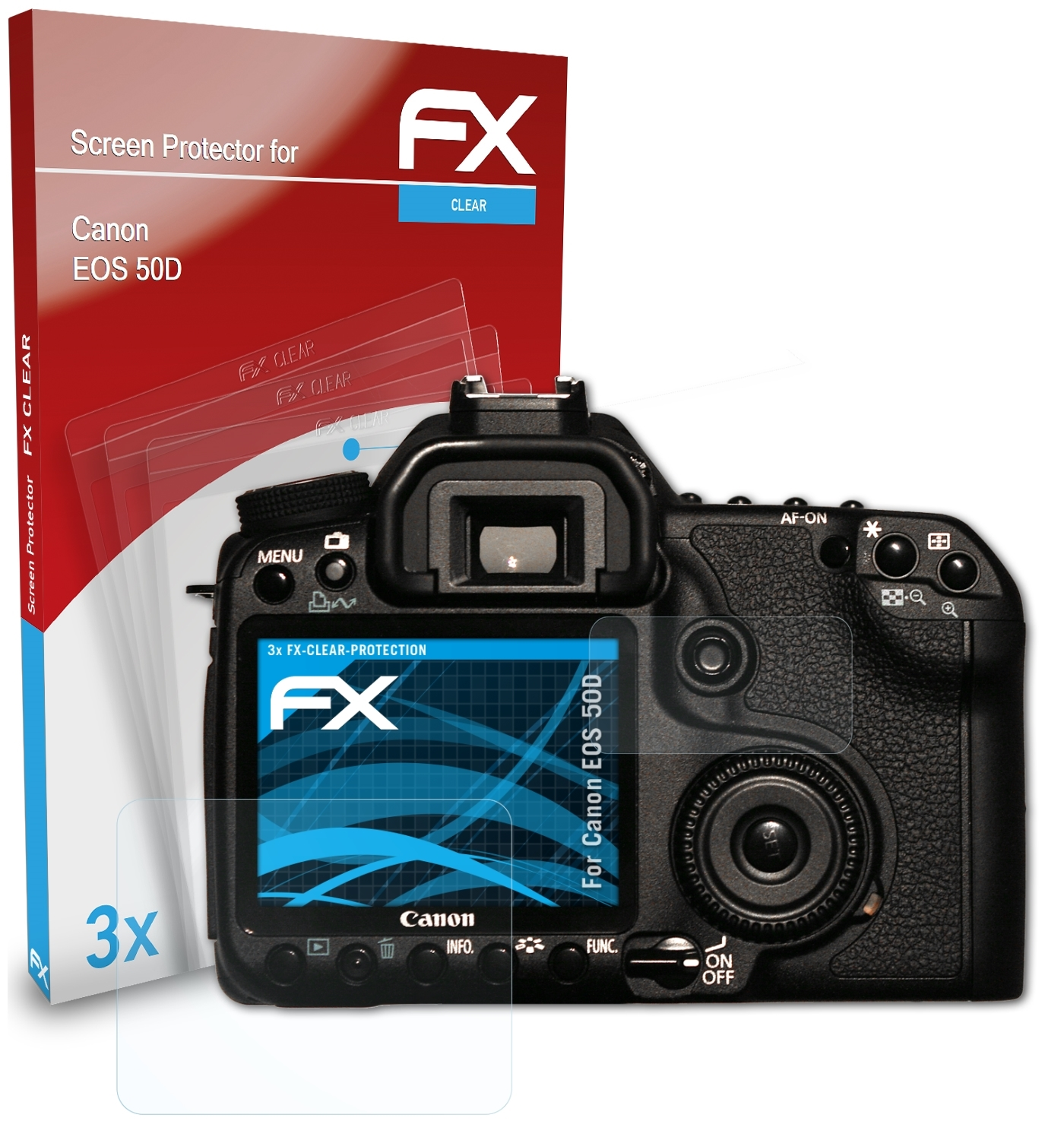 EOS 50D) FX-Clear Canon Displayschutz(für 3x ATFOLIX