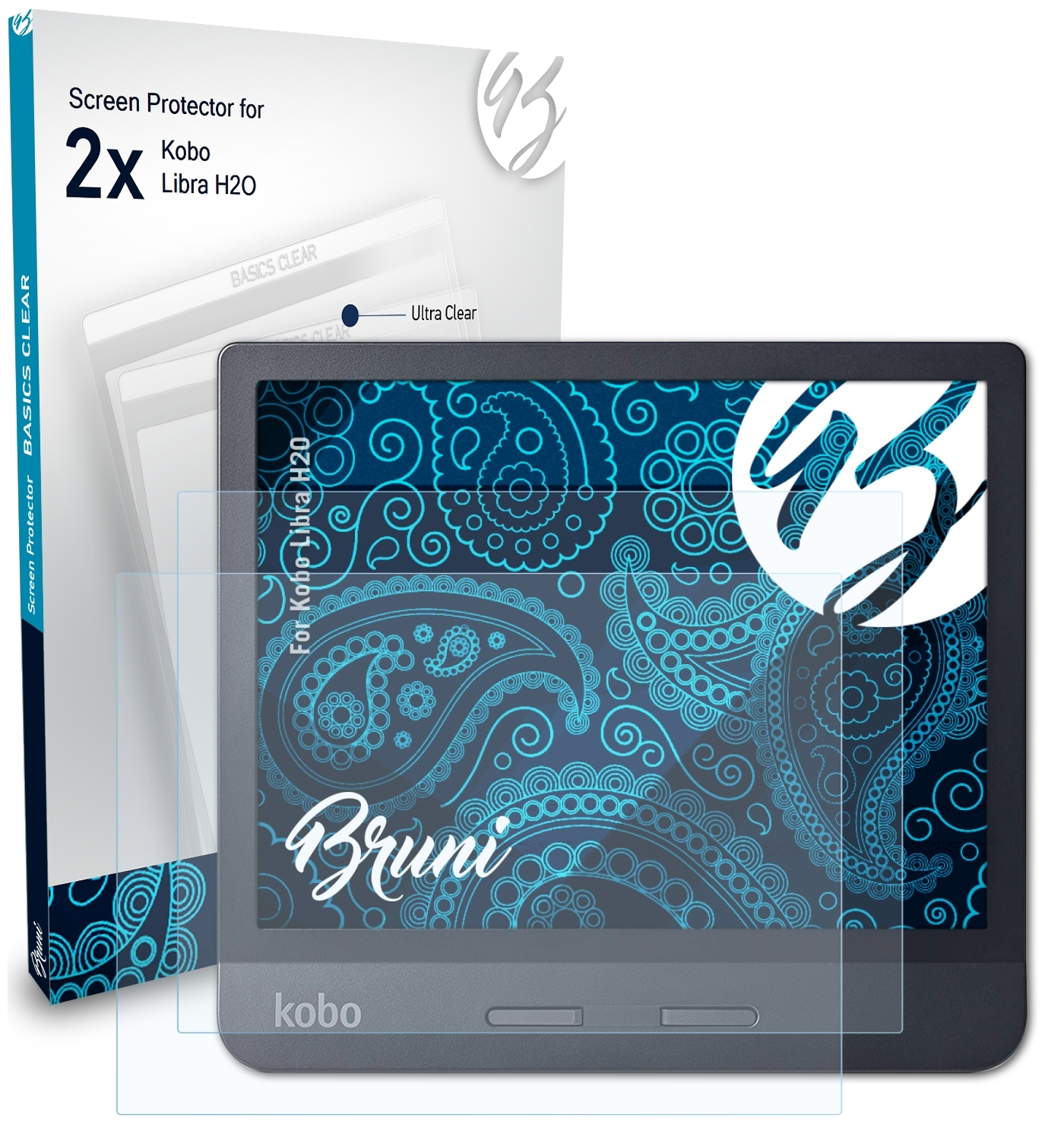 BRUNI 2x H2O) Kobo Libra Schutzfolie(für Basics-Clear